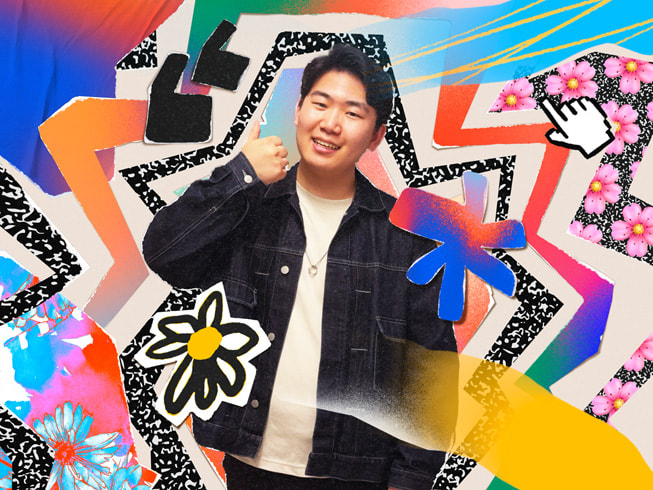 Hanafuda Tactics 创作者 Taiki Hamamoto 的彩色拼贴肖像