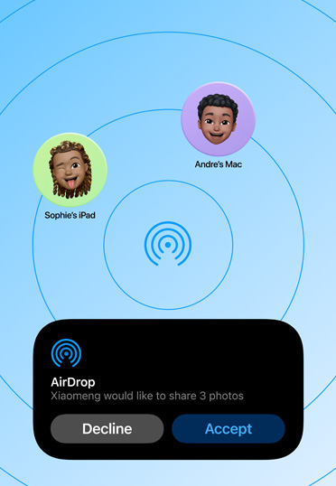 打开 AirDrop 的 Mac 台式机.