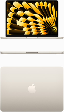 星光色 MacBook Air 正面视图和俯视图